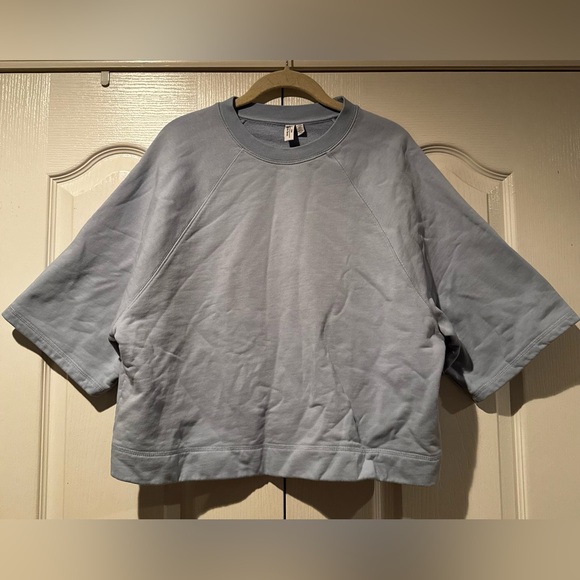 & Other Stories Light Blue Short Sleeve Boxy Crew Neck Sweatshirt - Size M - Picture 4 of 6